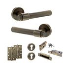 Senza Pari Fasana Door Handle Pack (Euro Lock Set - 2.5" CE Sashlock, 4" Slim Knuckle Hinges x2) - Antique Brass - ADPSPR165AB24 - Choice Handles