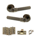 Senza Pari Fasana Door Handle Pack (Latch Set - 2.5" CE Latch, 4" Fire Rated Hinges x3) - Antique Brass - ADPSPR165AB3 - Choice Handles
