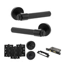 Senza Pari Fasana Door Handle Pack (Bathroom Set - 3" CE Bathroom Lock, 4" Fire Rated Hinges x3) - Matt Black - ADPSPR165MB11 - Choice Handles