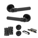 Senza Pari Fasana Door Handle Pack (Bathroom Set - 3" CE Bathroom Lock, 4" Slim Knuckle Hinges x2) - Matt Black - ADPSPR165MB13 - Choice Handles