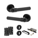Senza Pari Fasana Door Handle Pack (3 Lever Lock Set - 2.5" CE Sashlock, 4" Slim Knuckle Hinges x2) - Matt Black - ADPSPR165MB18 - Choice Handles