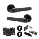 Senza Pari Fasana Door Handle Pack (Euro Lock Set - 2.5" CE Sashlock, 3" Fire Rated Hinges x3) - Matt Black - ADPSPR165MB20 - Choice Handles
