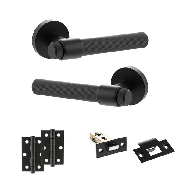 Senza Pari Fasana Door Handle Pack (Latch Set - 2.5" Latch, 3" Hinges x2) - Matt Black - ADPSPR165MB7 - Choice Handles