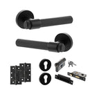Senza Pari Fasana Door Handle Pack (Euro Lock Set - 2.5" CE Sashlock, 4" Slim Knuckle Hinges x2) - Matt Black - ADPSPR165MB24 - Choice Handles