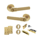 Senza Pari Fasana Door Handle Pack (Euro Lock Set - 2.5" CE Sashlock, 4" Slim Knuckle Hinges x2) - Satin Brass - ADPSPR165SB24 - Choice Handles