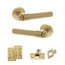Senza Pari Fasana Door Handle Pack (Latch Set - 3" CE Latch, 4" Slim Knuckle Hinges x2) - Satin Brass - ADPSPR165SB6 - Choice Handles