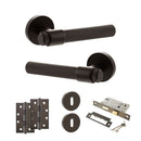 Senza Pari Fasana Door Handle Pack (3 Lever Lock Set - 2.5" CE Sashlock, 4" Slim Knuckle Hinges x2) - Urban Dark Bronze - ADPSPR165UDB18 - Choice Handles