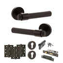 Senza Pari Fasana Door Handle Pack (Euro Lock Set - 3" CE Sashlock, 4" Fire Rated Hinges x3) - Urban Dark Bronze - ADPSPR165UDB23 - Choice Handles