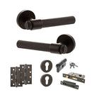 Senza Pari Fasana Door Handle Pack (Euro Lock Set - 3" CE Sashlock, 4" Slim Knuckle Hinges x2) - Urban Dark Bronze - ADPSPR165UDB25 - Choice Handles