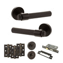 Senza Pari Fasana Door Handle Pack (Bathroom Set - 2.5" CE Bathroom Lock, 3" Fire Rated Hinges x3) - Urban Dark Bronze - ADPSPR165UDB8 - Choice Handles