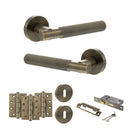 Senza Pari Rosarno Door Handle Pack (3 Lever Lock Set - 3" CE Sashlock, 4" Fire Rated Hinges x3) - Antique Brass - ADPSPR170AB17 - Choice Handles