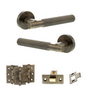 Senza Pari Rosarno Door Handle Pack (Latch Set - 3" CE Latch, 3" Fire Rated Hinges x3) - Antique Brass - ADPSPR170AB2 - Choice Handles