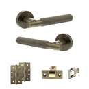 Senza Pari Rosarno Door Handle Pack (Latch Set - 2.5" CE Latch, 4" Slim Knuckle Hinges x2) - Antique Brass - ADPSPR170AB5 - Choice Handles