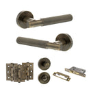 Senza Pari Rosarno Door Handle Pack (Bathroom Set - 2.5" CE Bathroom Lock, 3" Fire Rated Hinges x3) - Antique Brass - ADPSPR170AB8 - Choice Handles
