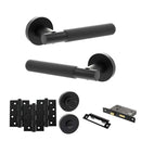 Senza Pari Rosarno Door Handle Pack (Bathroom Set - 3" CE Bathroom Lock, 4" Fire Rated Hinges x3) - Matt Black - ADPSPR170MB11 - Choice Handles