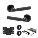 Senza Pari Rosarno Door Handle Pack (3 Lever Lock Set - 2.5" CE Sashlock, 3" Fire Rated Hinges x3) - Matt Black - ADPSPR170MB14 - Choice Handles
