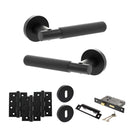 Senza Pari Rosarno Door Handle Pack (3 Lever Lock Set - 2.5" CE Sashlock, 4" Fire Rated Hinges x3) - Matt Black - ADPSPR170MB16 - Choice Handles