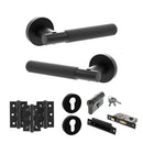 Senza Pari Rosarno Door Handle Pack (Euro Lock Set - 3" CE Sashlock, 3" Fire Rated Hinges x3) - Matt Black - ADPSPR170MB21 - Choice Handles