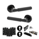 Senza Pari Rosarno Door Handle Pack (Euro Lock Set - 2.5" CE Sashlock, 4" Fire Rated Hinges x3) - Matt Black - ADPSPR170MB22 - Choice Handles