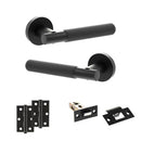 Senza Pari Rosarno Door Handle Pack (Latch Set - 2.5" Latch, 3" Hinges x2) - Matt Black - ADPSPR170MB7 - Choice Handles