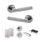 Senza Pari Rosarno Door Handle Pack (Bathroom Set - 3" CE Bathroom Lock, 4" Slim Knuckle Hinges x2) - Polished Chrome - ADPSPR170PC13 - Choice Handles