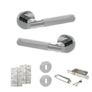 Senza Pari Rosarno Door Handle Pack (3 Lever Lock Set - 2.5" CE Sashlock, 4" Slim Knuckle Hinges x2) - Polished Chrome - ADPSPR170PC18 - Choice Handles