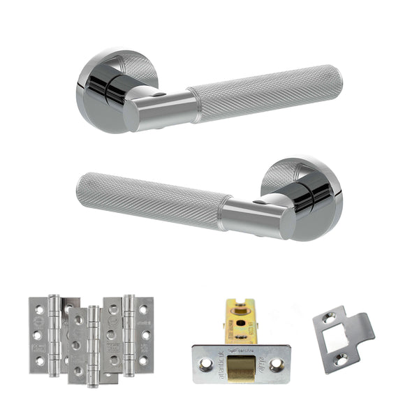 Senza Pari Rosarno Door Handle Pack (Latch Set - 2.5" CE Latch, 3" Fire Rated Hinges x3) - Polished Chrome - ADPSPR170PC1 - Choice Handles