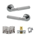 Senza Pari Rosarno Door Handle Pack (Latch Set - 3" CE Latch, 4" Fire Rated Hinges x3) - Polished Chrome - ADPSPR170PC4 - Choice Handles