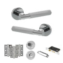 Senza Pari Rosarno Door Handle Pack (Bathroom Set - 2.5" CE Bathroom Lock, 3" Fire Rated Hinges x3) - Polished Chrome - ADPSPR170PC8 - Choice Handles