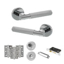 Senza Pari Rosarno Door Handle Pack (Bathroom Set - 3" CE Bathroom Lock, 3" Fire Rated Hinges x3) - Polished Chrome - ADPSPR170PC9 - Choice Handles
