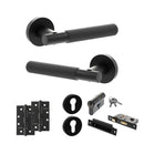 Senza Pari Rosarno Door Handle Pack (Euro Lock Set - 2.5" CE Sashlock, 4" Slim Knuckle Hinges x2) - Matt Black - ADPSPR170MB24 - Choice Handles