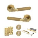 Senza Pari Rosarno Door Handle Pack (3 Lever Lock Set - 3" CE Sashlock, 4" Slim Knuckle Hinges x2) - Satin Brass - ADPSPR170SB19 - Choice Handles