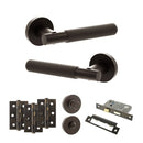 Senza Pari Rosarno Door Handle Pack (Bathroom Set - 2.5" CE Bathroom Lock, 3" Fire Rated Hinges x3) - Urban Dark Bronze - ADPSPR170UDB8 - Choice Handles