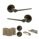 Senza Pari Laviano Door Handle Pack (Bathroom Set - 3" CE Bathroom Lock, 4" Fire Rated Hinges x3) - Antique Brass - ADPSPR180AB11 - Choice Handles