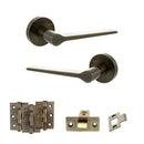 Senza Pari Laviano Door Handle Pack (Latch Set - 2.5" CE Latch, 3" Fire Rated Hinges x3) - Antique Brass - ADPSPR180AB1 - Choice Handles