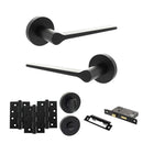 Senza Pari Laviano Door Handle Pack (Bathroom Set - 3" CE Bathroom Lock, 4" Fire Rated Hinges x3) - Matt Black - ADPSPR180MB11 - Choice Handles