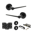 Senza Pari Laviano Door Handle Pack (3 Lever Lock Set - 2.5" CE Sashlock, 3" Fire Rated Hinges x3) - Matt Black - ADPSPR180MB14 - Choice Handles