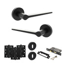 Senza Pari Laviano Door Handle Pack (3 Lever Lock Set - 2.5" CE Sashlock, 4" Fire Rated Hinges x3) - Matt Black - ADPSPR180MB16 - Choice Handles
