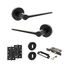 Senza Pari Laviano Door Handle Pack (3 Lever Lock Set - 2.5" CE Sashlock, 4" Slim Knuckle Hinges x2) - Matt Black - ADPSPR180MB18 - Choice Handles