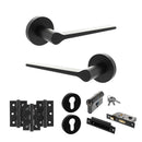 Senza Pari Laviano Door Handle Pack (Euro Lock Set - 2.5" CE Sashlock, 3" Fire Rated Hinges x3) - Matt Black - ADPSPR180MB20 - Choice Handles