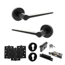 Senza Pari Laviano Door Handle Pack (Euro Lock Set - 2.5" CE Sashlock, 4" Fire Rated Hinges x3) - Matt Black - ADPSPR180MB22 - Choice Handles