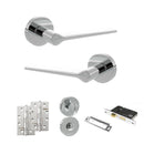 Senza Pari Laviano Door Handle Pack (Bathroom Set - 2.5" CE Bathroom Lock, 4" Slim Knuckle Hinges x2) - Polished Chrome - ADPSPR180PC12 - Choice Handles