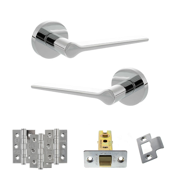 Senza Pari Laviano Door Handle Pack (Latch Set - 2.5" CE Latch, 3" Fire Rated Hinges x3) - Polished Chrome - ADPSPR180PC1