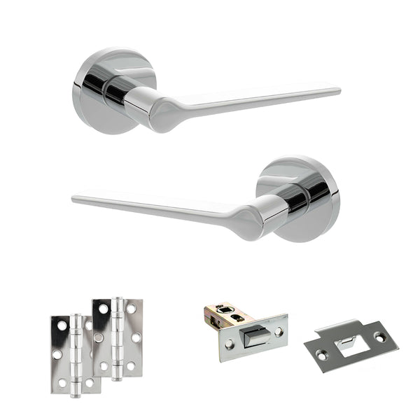 Senza Pari Laviano Door Handle Pack (Latch Set - 2.5" Latch, 3" Hinges x2) - Polished Chrome - ADPSPR180PC7