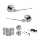 Senza Pari Laviano Door Handle Pack (Bathroom Set - 2.5" CE Bathroom Lock, 3" Fire Rated Hinges x3) - Polished Chrome - ADPSPR180PC8 - Choice Handles
