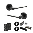 Senza Pari Laviano Door Handle Pack (Euro Lock Set - 2.5" CE Sashlock, 4" Slim Knuckle Hinges x2) - Matt Black - ADPSPR180MB24 - Choice Handles