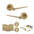 Senza Pari Laviano Door Handle Pack (3 Lever Lock Set - 3" CE Sashlock, 4" Fire Rated Hinges x3) - Satin Brass - ADPSPR180SB17 - Choice Handles