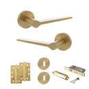 Senza Pari Laviano Door Handle Pack (3 Lever Lock Set - 2.5" CE Sashlock, 4" Slim Knuckle Hinges x2) - Satin Brass - ADPSPR180SB18 - Choice Handles