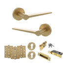 Senza Pari Laviano Door Handle Pack (Euro Lock Set - 2.5" CE Sashlock, 4" Fire Rated Hinges x3) - Satin Brass - ADPSPR180SB22 - Choice Handles