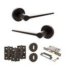 Senza Pari Laviano Door Handle Pack (3 Lever Lock Set - 2.5" CE Sashlock, 3" Fire Rated Hinges x3) - Urban Dark Bronze - ADPSPR180UDB14 - Choice Handles